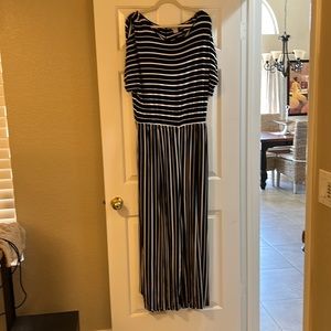 Chicos, black and white striped jumpsuit
